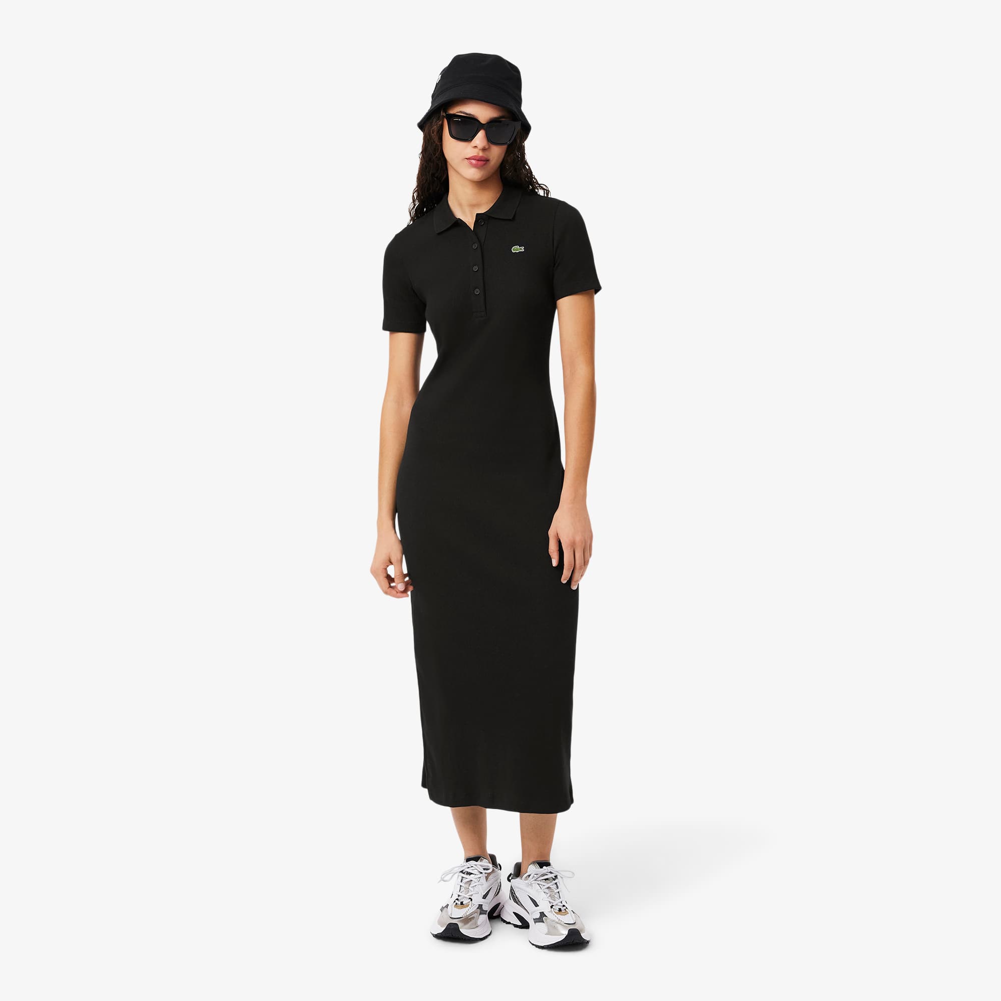 レディースウェア Sleeve Polo Dress No Boundaries Ribbed Polo Dress with Long Sleeves, Women's