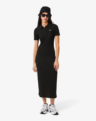 Women's Long Ribbed Cotton Polo Dress
