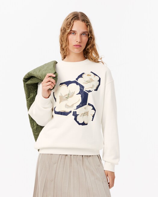 Women's Oversized Printed Fleece Sweatshirt
