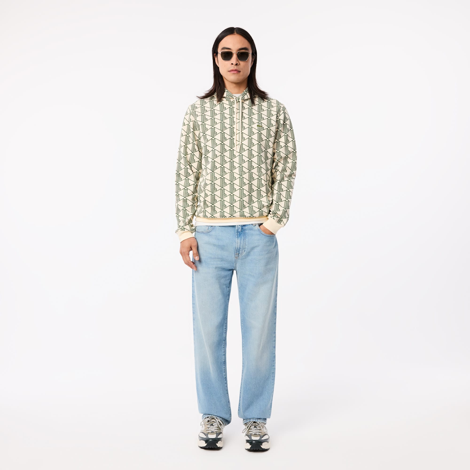 スウェット・トレーナー LACOSTE SH2855 Sweatshirts Men's Monogram Fleece Hoodie - Sweaters & Sweatshirts - New