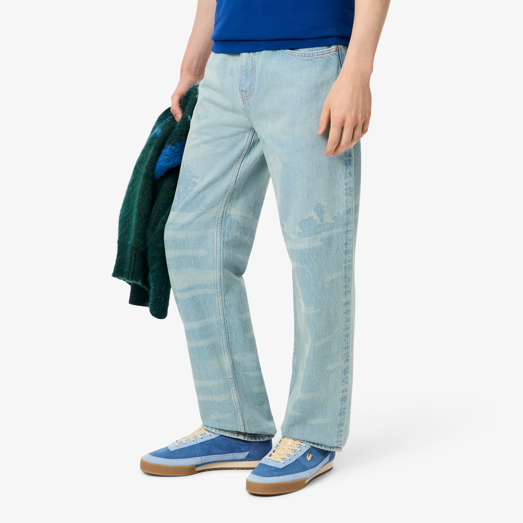 Men's Straight Fit Landscape Motif Denim Jeans