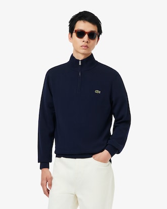 Zipped High Neck Cotton Sweater