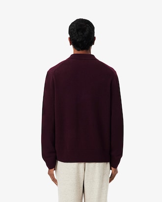 Pull col polo laine feutr&eacute;e