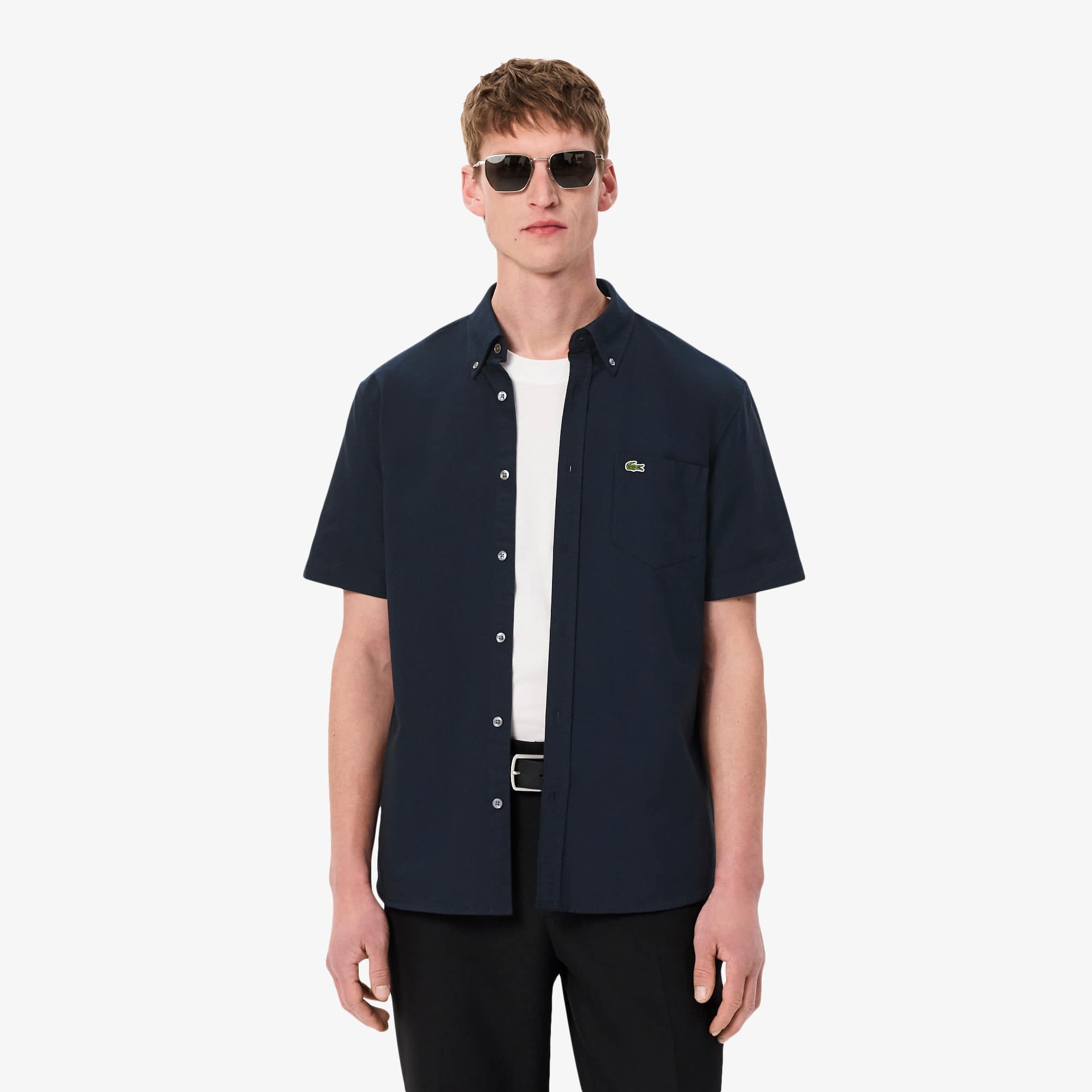 oページ Men's Regular Fit Short Sleeve Oxford Shirt - Button Down