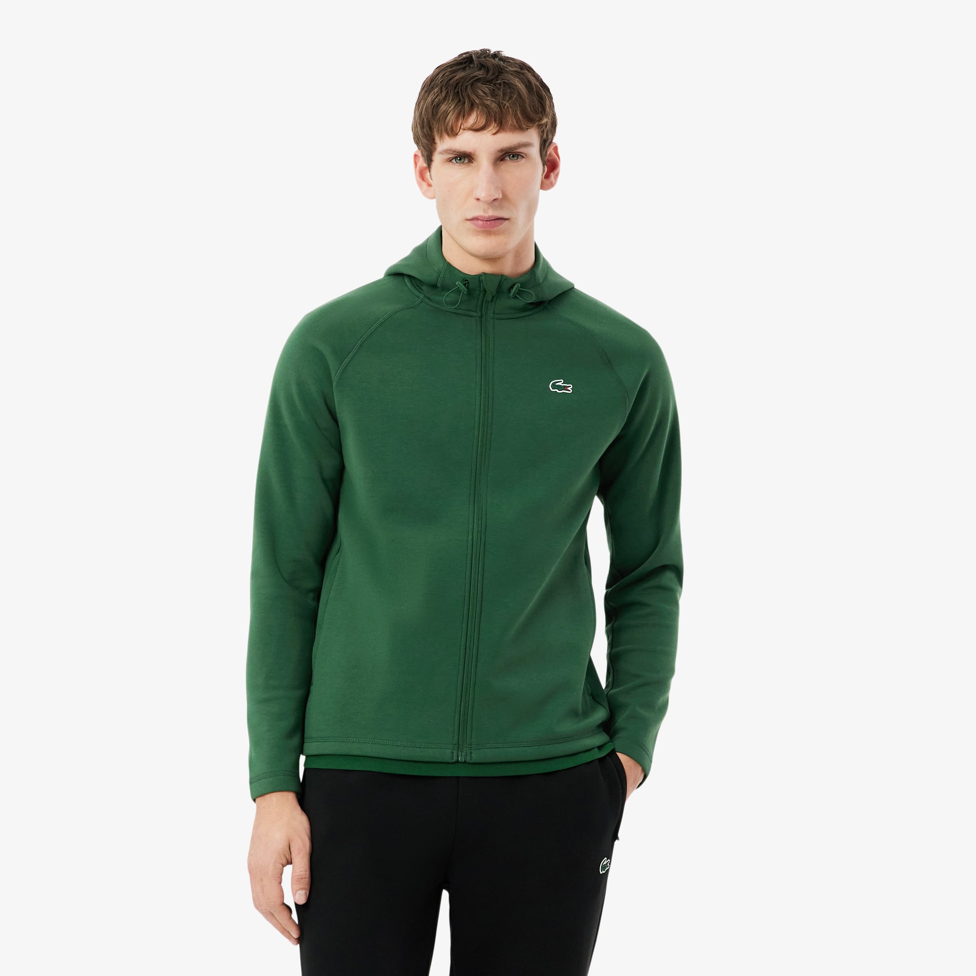 Lacoste Sport Stretch Zipped Hoodie - Xs In Green