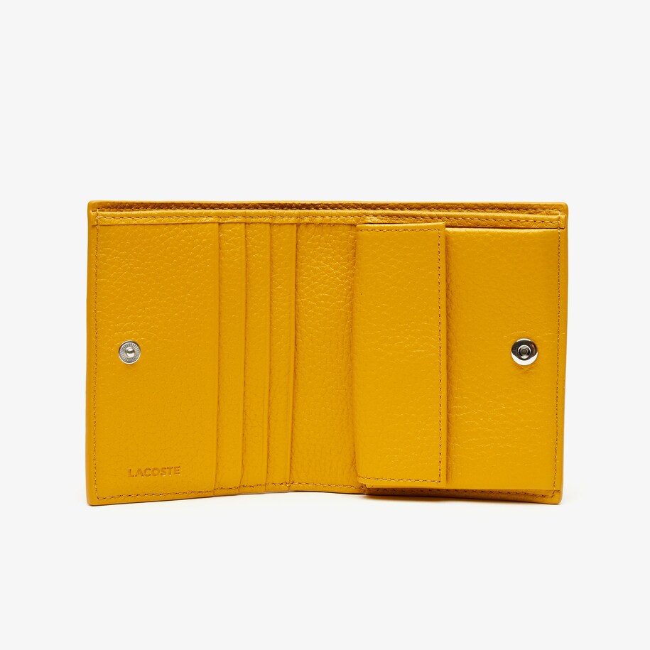 Women’s Croco Crew Grained Leather Bifold Wallet with Coin Purse LACOSTE