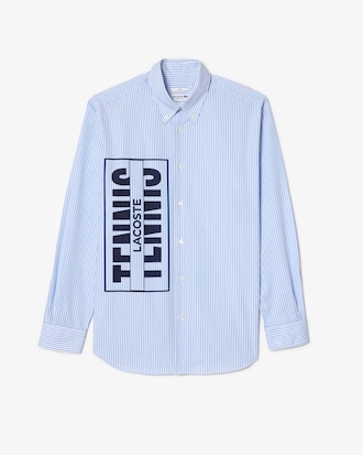 Unisex Contrast Branded Striped Shirt