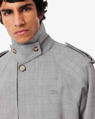 Men's Water-Repellent Plaid Trench Coat