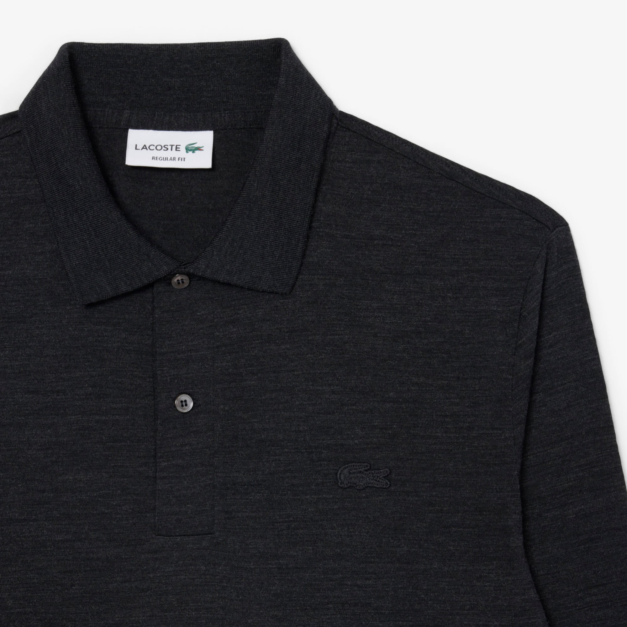 Regular Fit Long Sleeved Wool Polo Shirt