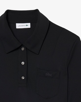 Pleated Fluid Jersey Polo Collar Dress