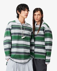 Lacoste x Wang Yibo Loose Fit Striped Piqu&eacute; Polo Shirt
