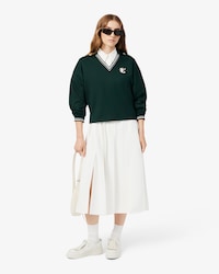 Sweatshirt col polo broderie oversize
