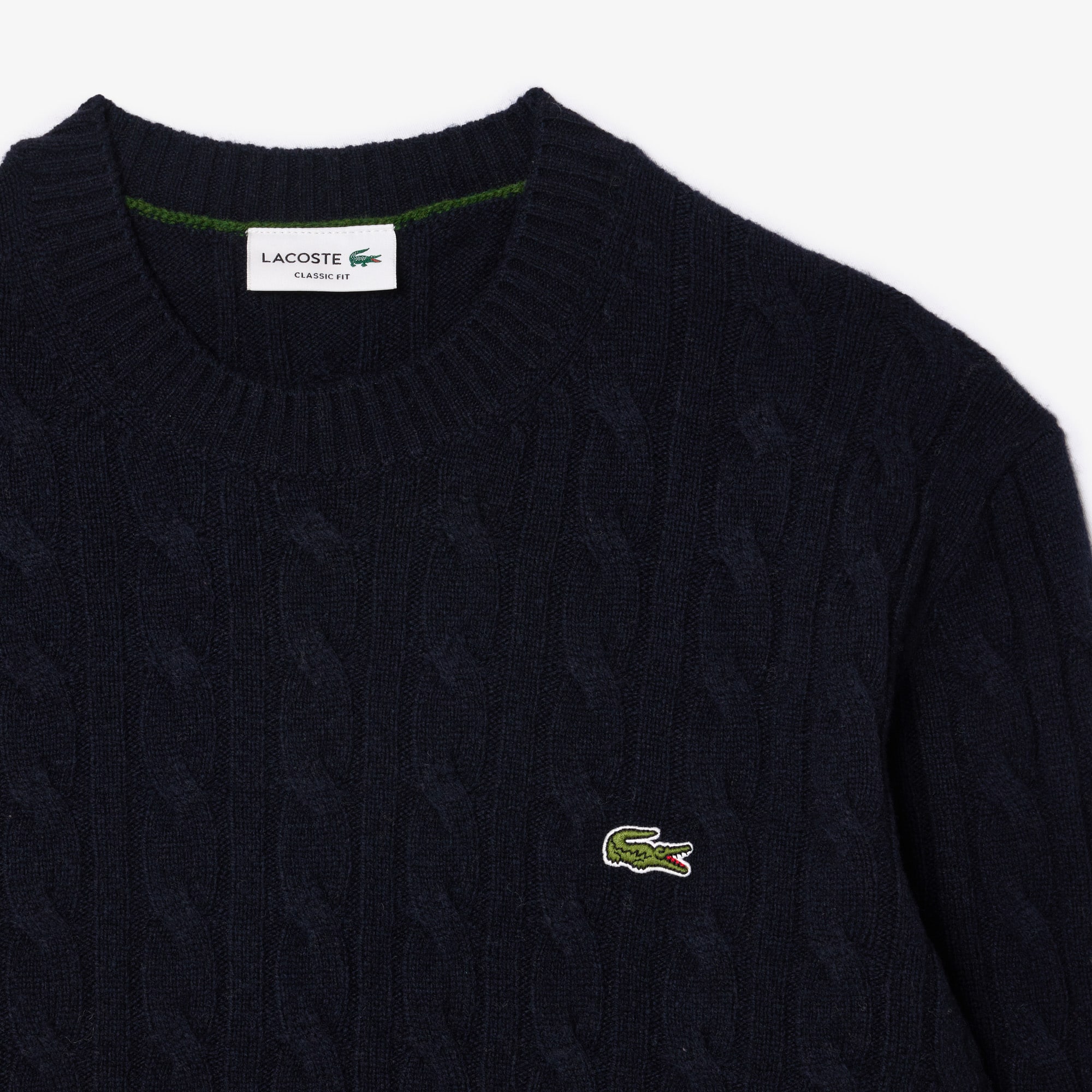 Men's Cable Knit Wool Crew Neck Sweater - Sweaters & Sweatshirts