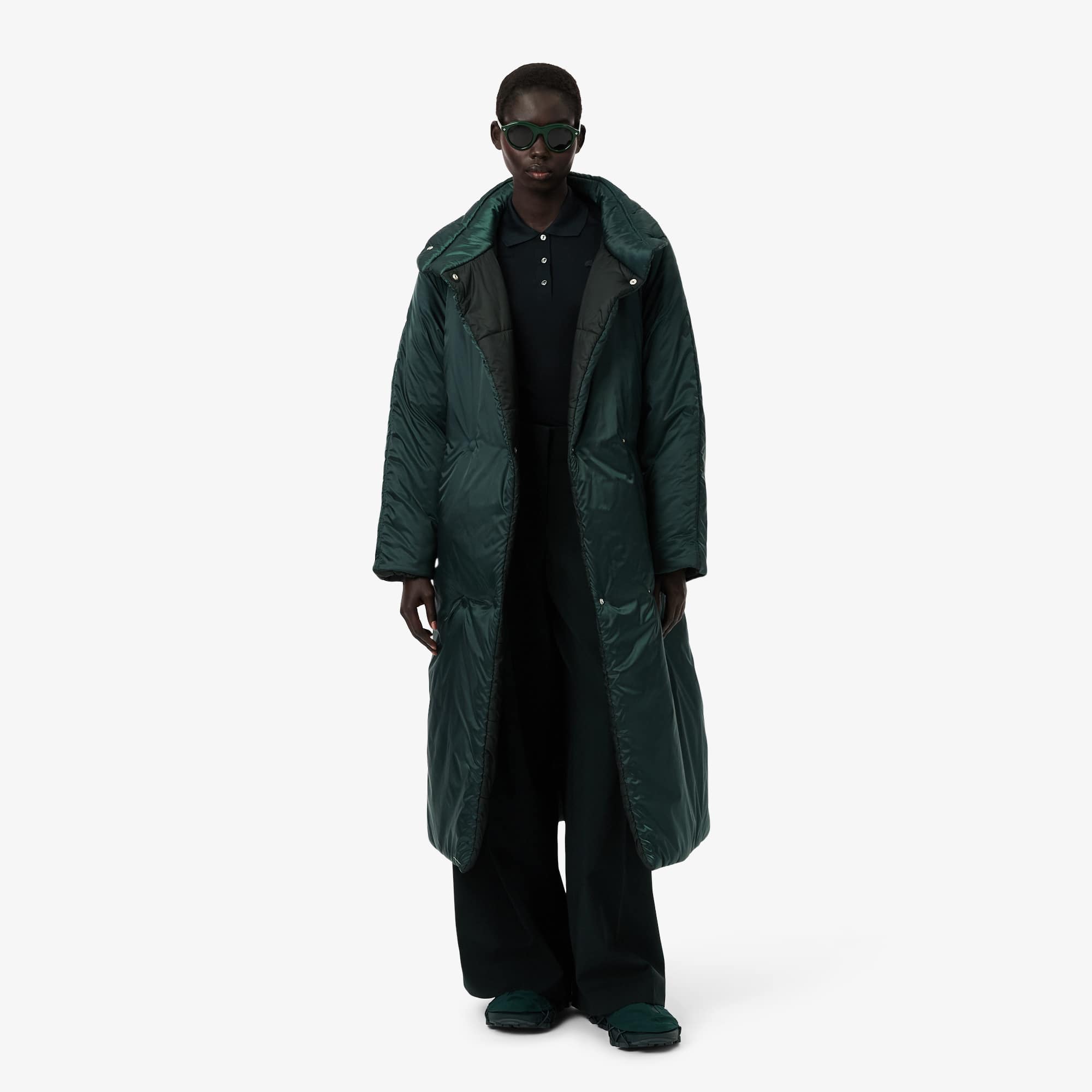 Lacoste Runway Long Iridescent Puffed Jacket - 38 In Green