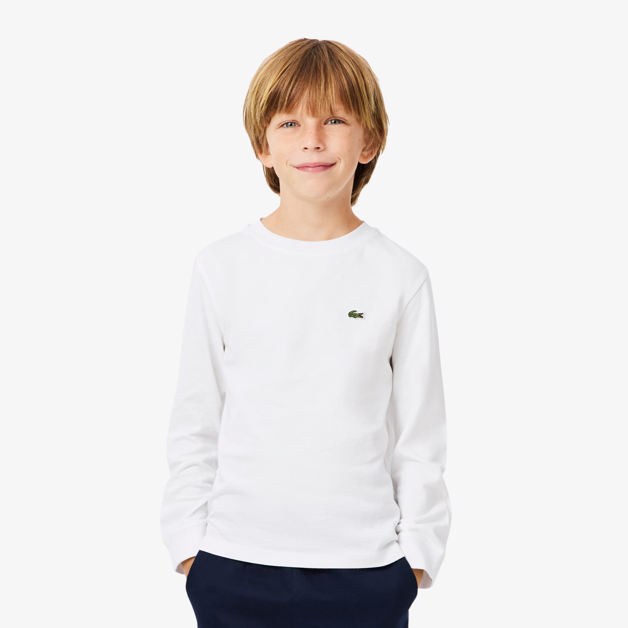Lacoste Kids' Long Sleeve Cotton T-shirt - 14 Years In White