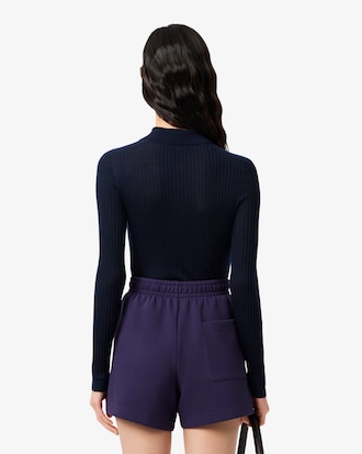 Women's Wool Jersey Polo Collar Sweater