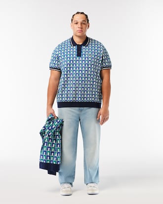 Men's Graphic Motif Cotton Polo Sweater