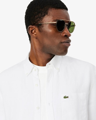 Camisa De Lino De Corte Regular Para Hombre