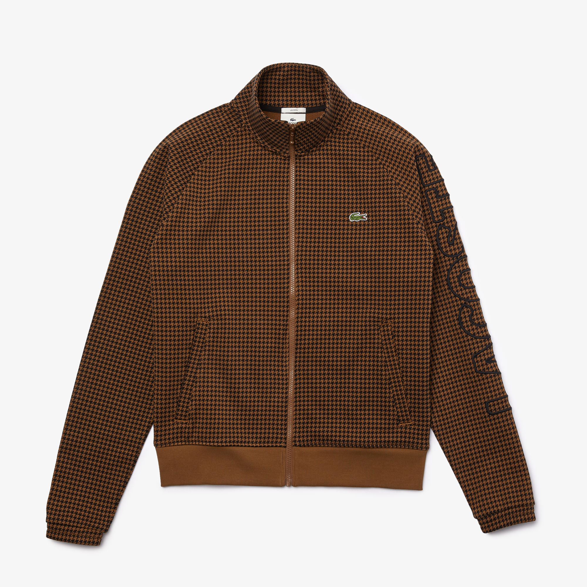 Unisex Lacoste LIVE Houndstooth Motif Fleece Tracksuit Jacket Men's