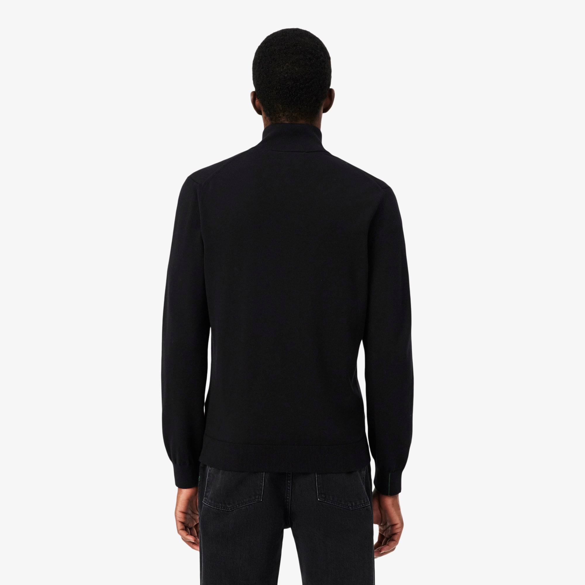 Men's Zip-Up High-Neck Cotton Sweater