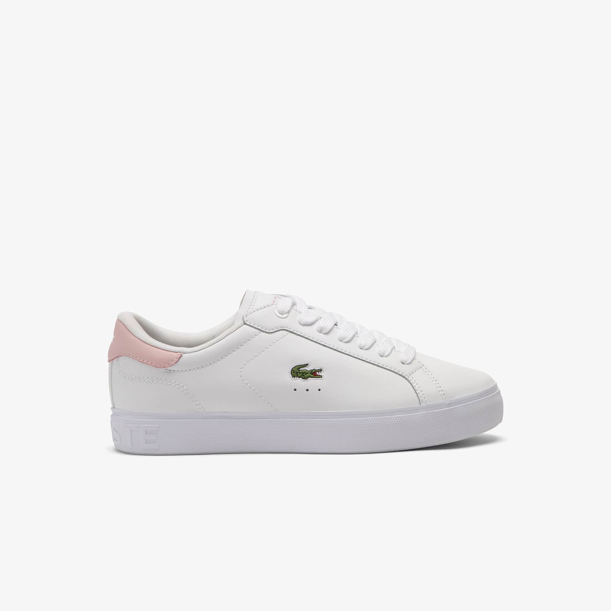 Lacoste Women's Powercourt Graphic Leather Sneakers - 8 In White