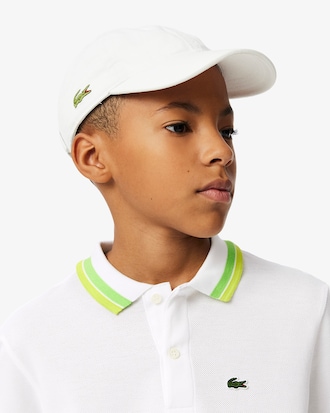 Polo avec col tricolore en petit piqu&eacute; de coton