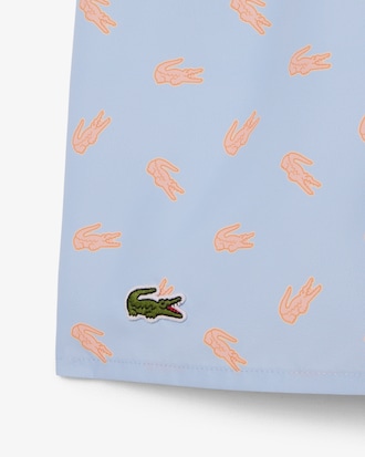 Mid Length Crocodile Print Swim Trunks