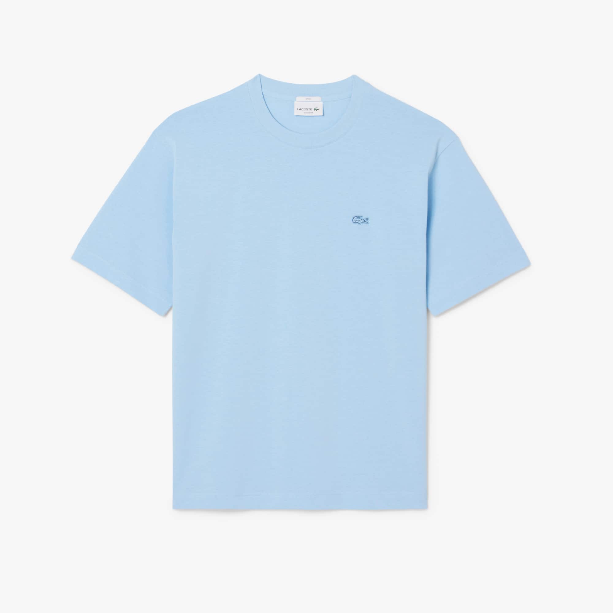 Lacoste Unisex Loose Fit Heavy Jersey T-shirt - Xl In Blue