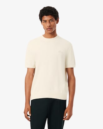 Pull col rond manches courtes coton