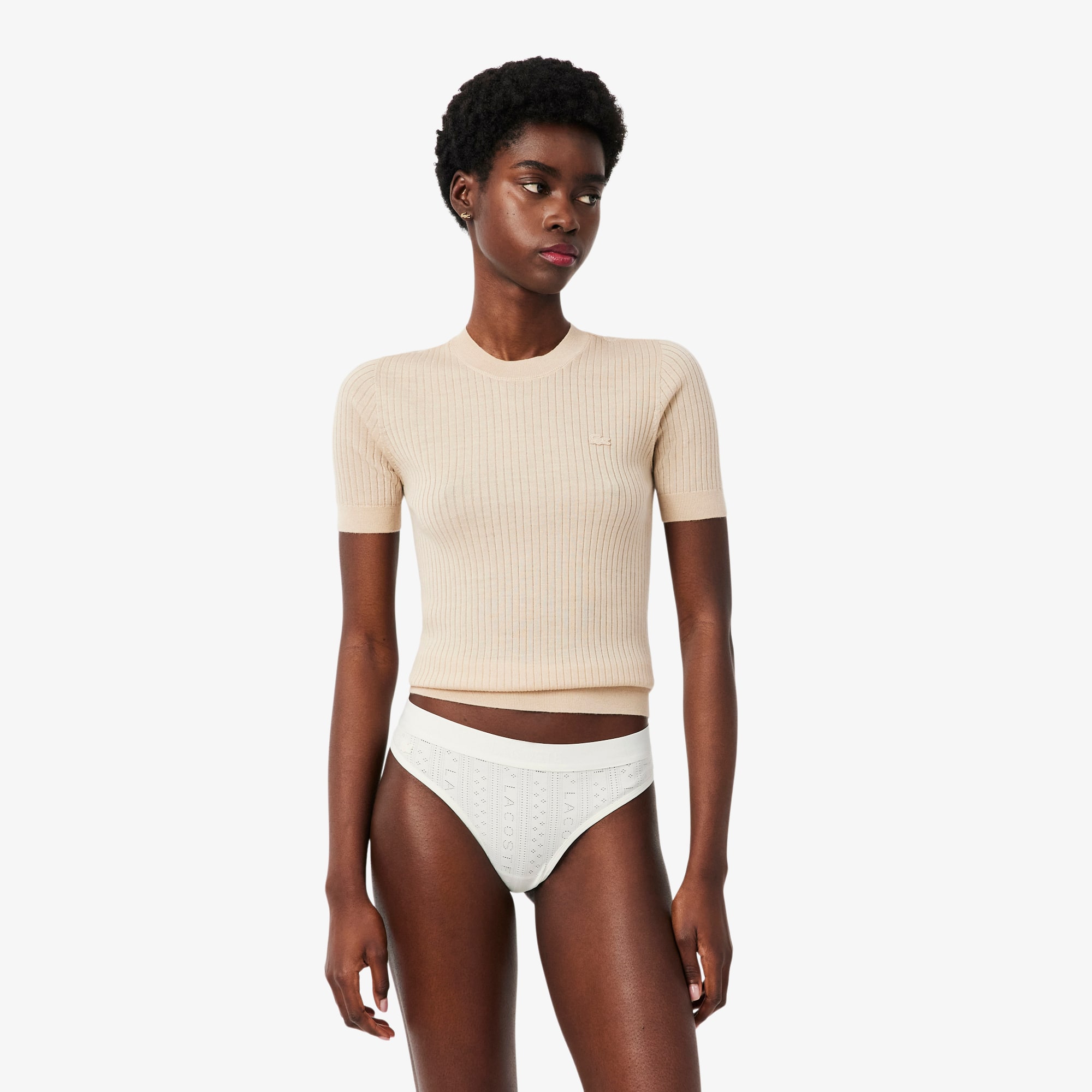 Lacoste Stretch Pointelle String Briefs