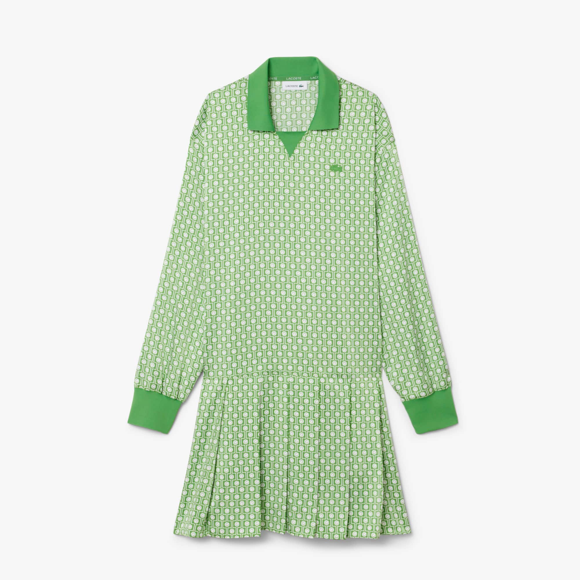 lacoste dress green 1970s Lacoste Bright Green Sleeveless Tennis Dress With Flared Gingham  Skirt, Small