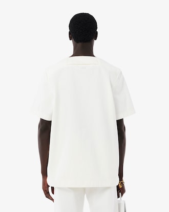 Men's Runway Print Oversized Denim Polo