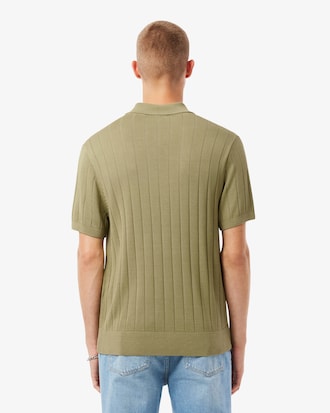 Pull col polo maille côtelée fluide