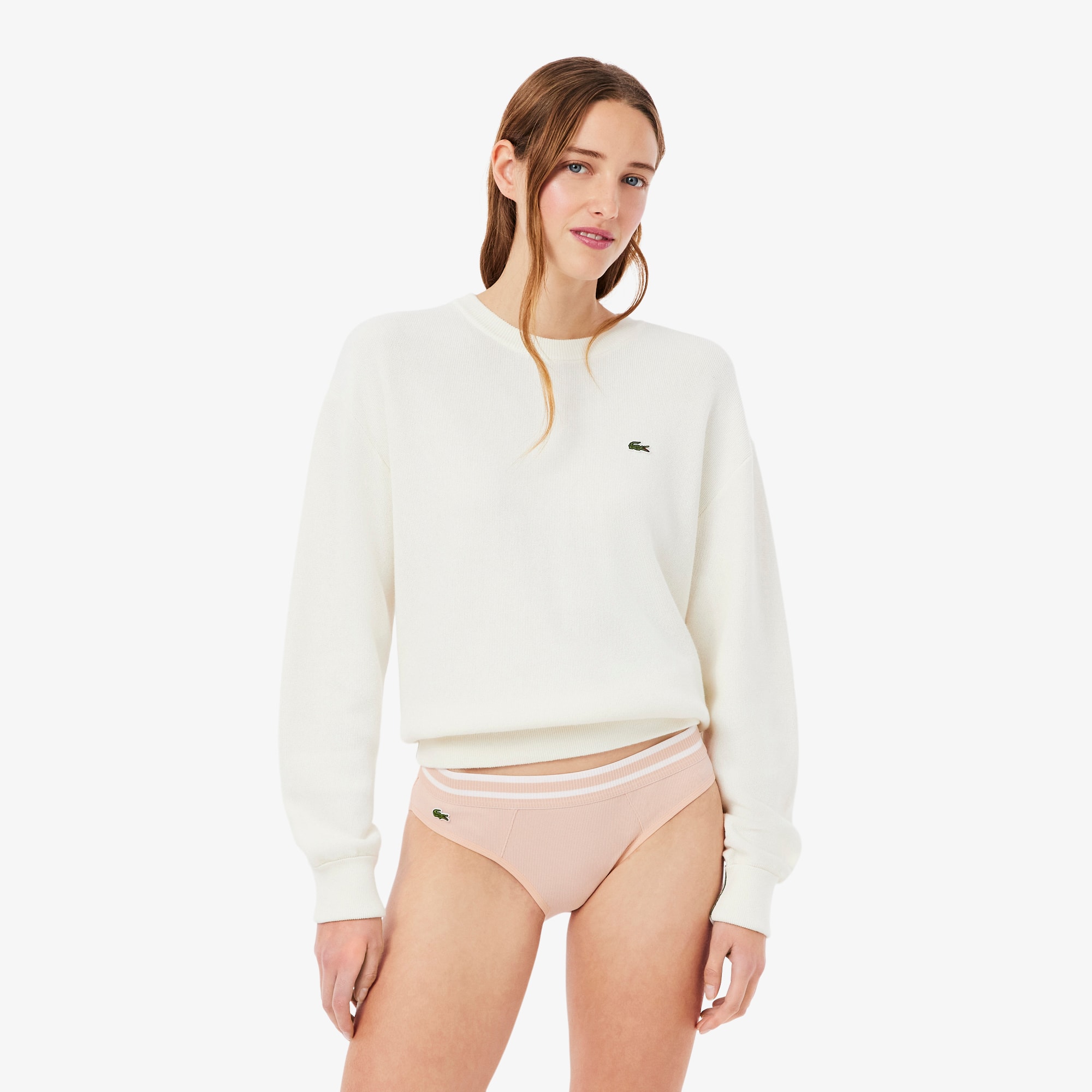 Lacoste Stripe Waist Cotton Briefs In Gray