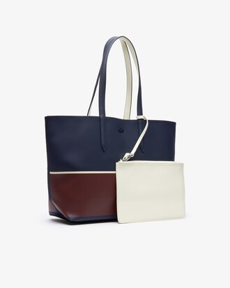Bolso Tote Anna color block reversible, con cierre y bolsa el interior