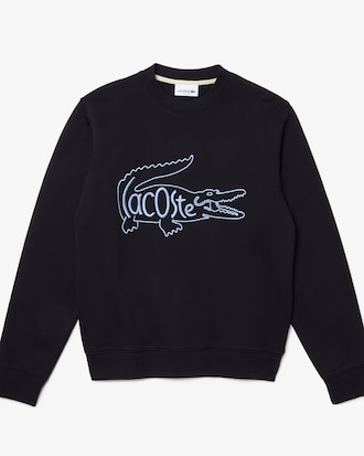 Men&rsquo;s Crew Neck Embroidered Crocodile Cotton Fleece Sweatshirt