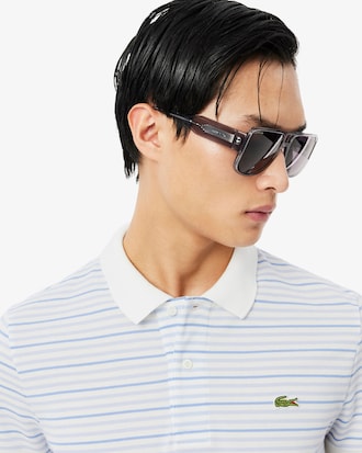 Regular Fit Striped Petit Piqu&eacute; Polo