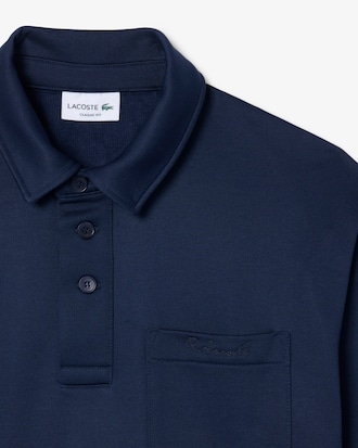 Embroidered Polo Collar Fleece Sweatshirt