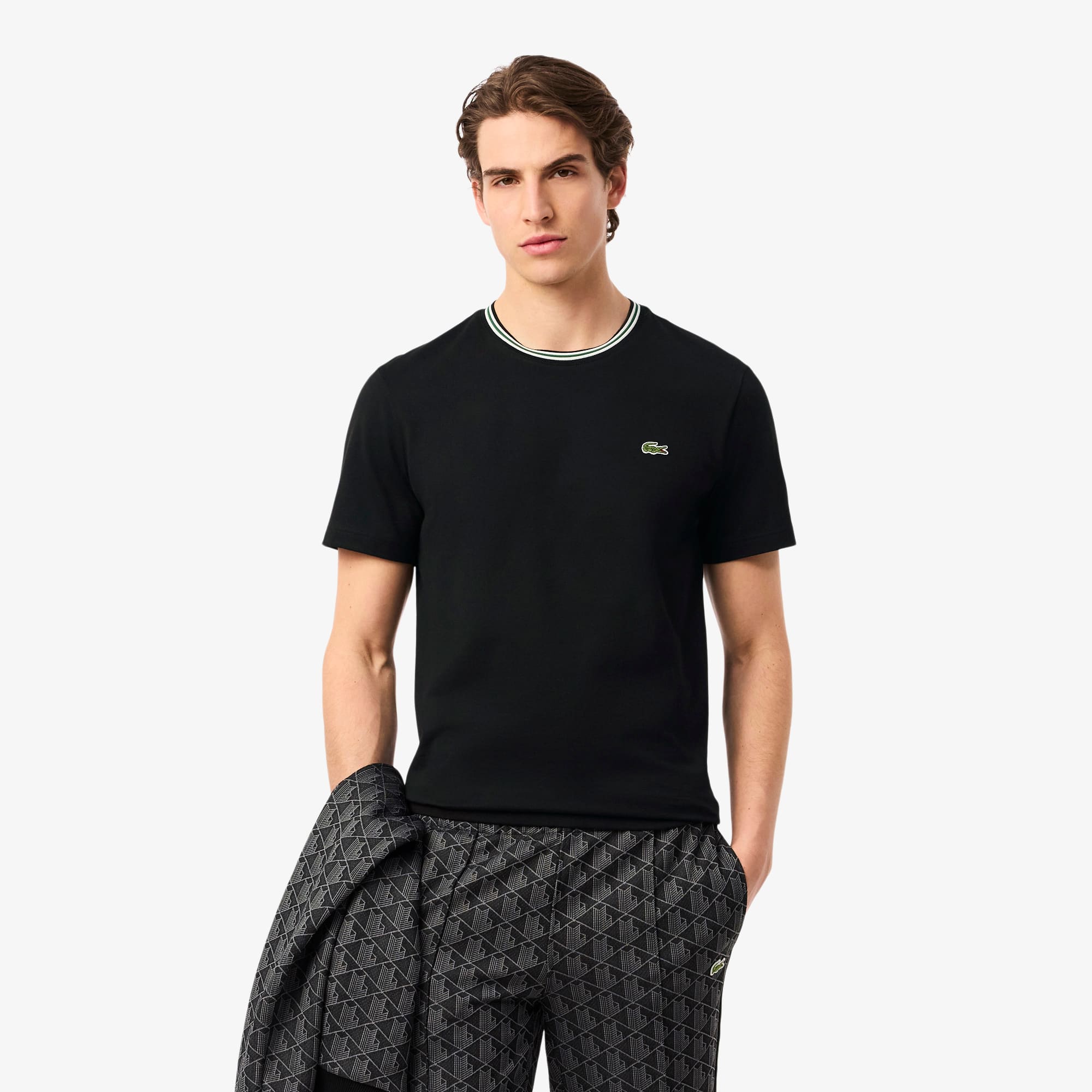 Men's Regular Fit Ribbed Collar Cotton T-Shirt - T-shirts - New In