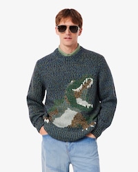Su&eacute;ter De Punto Trenzado Con Intarsia De Cocodrilo
