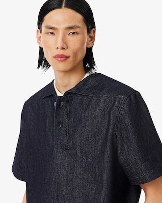 Runway Loose Fit Denim Polo Shirt