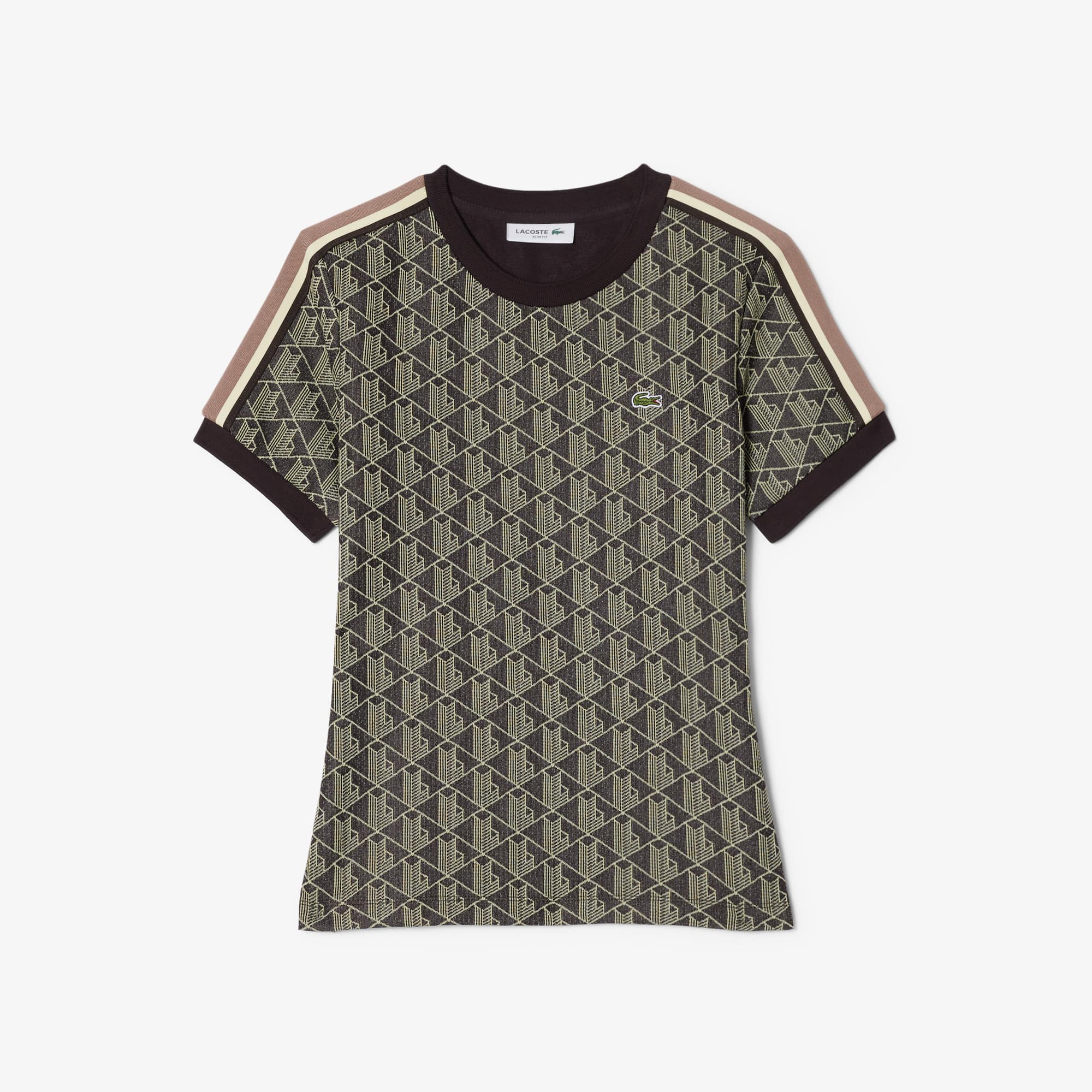 LACOSTE モノグラム Women's Slim Fit Monogram T-Shirt - Organic Cotton - New In 2026
