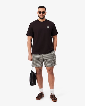 Relaxed Fit Printed Cotton Blend Shorts