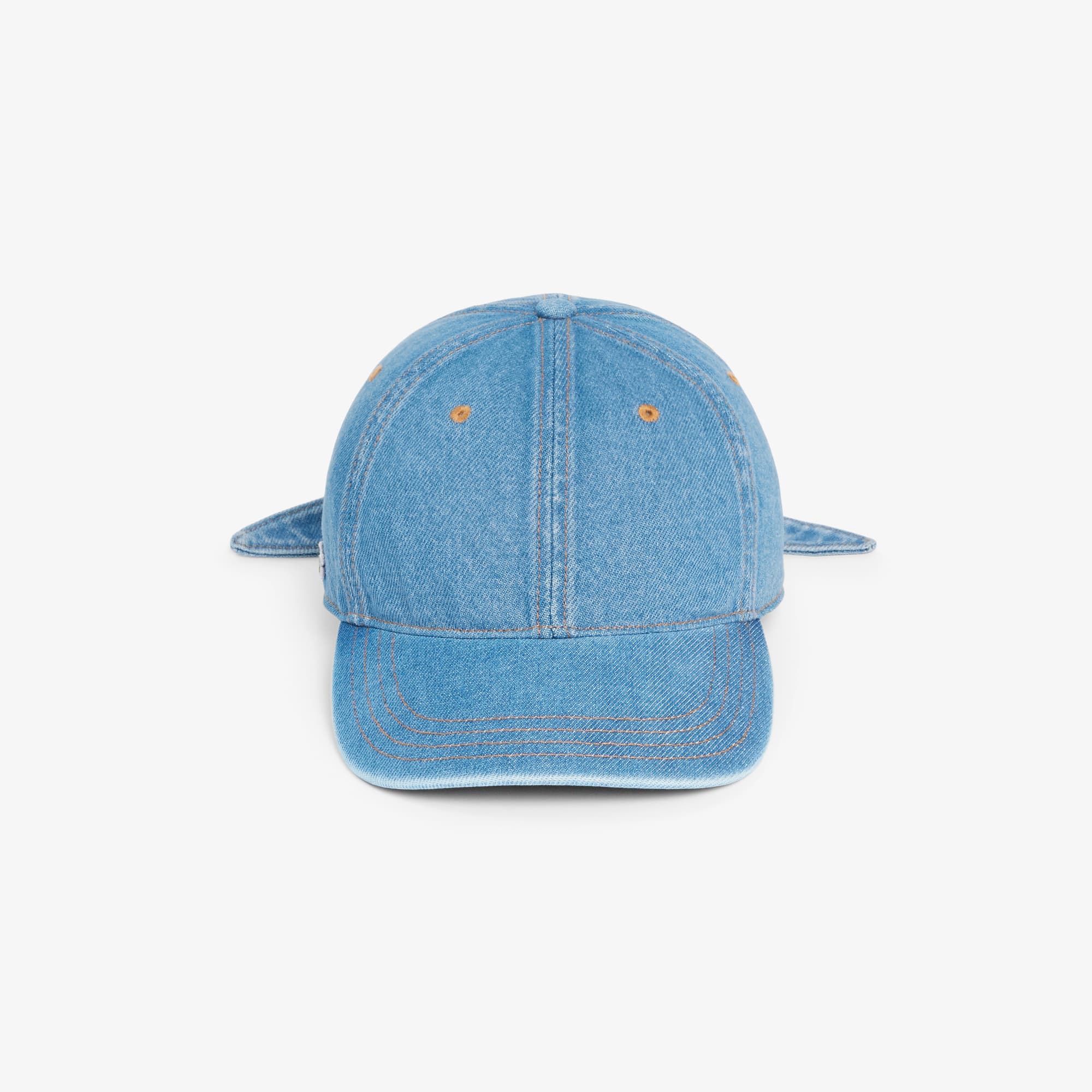 Cotton Denim Tie Accent Cap