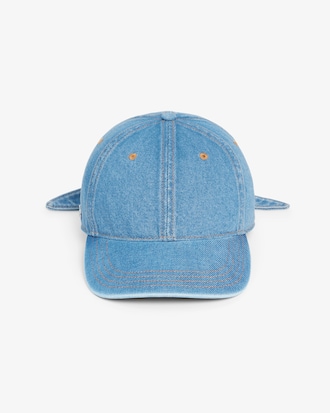 Cotton Denim Tie Accent Cap