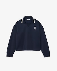 Oversized Polo Collar Piqu&eacute; Sweatshirt