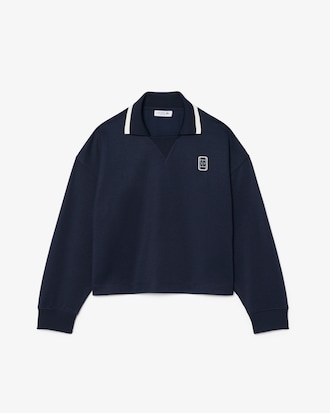 Oversized Polo Collar Piqu&eacute; Sweatshirt