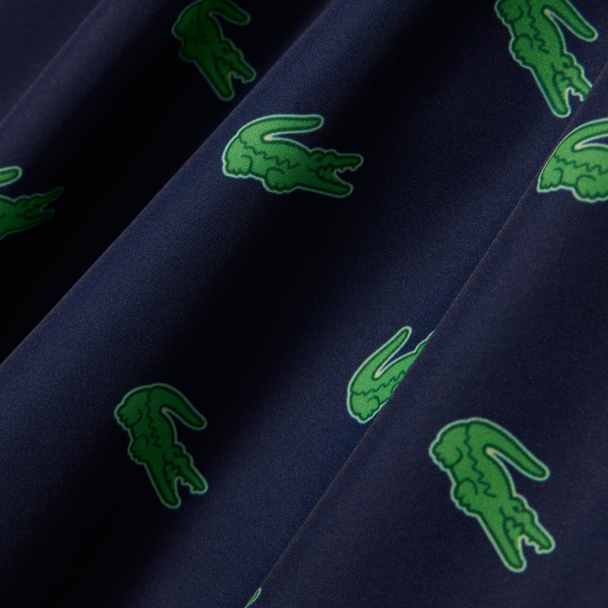 Mid Length Crocodile Print Swim Trunks