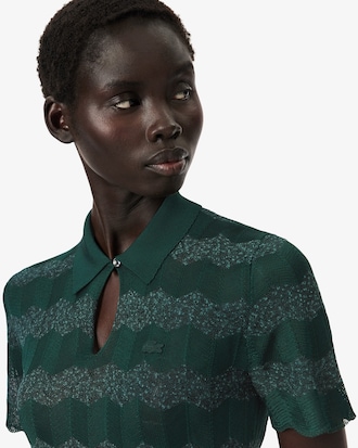 Runway Pointelle Polo Collar Sweater
