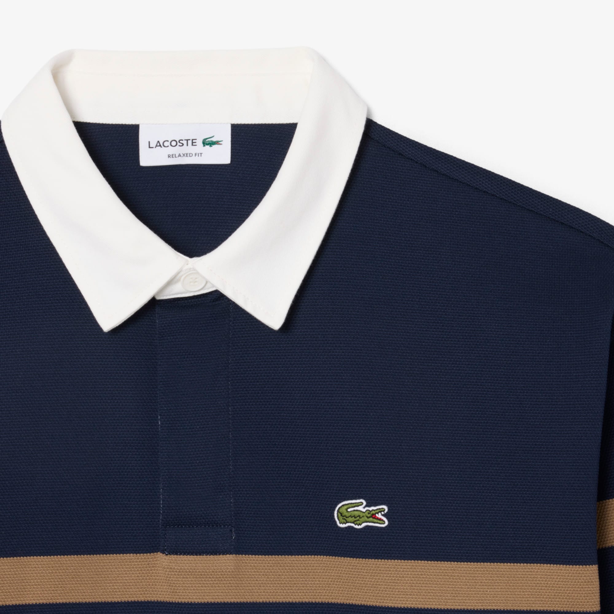 Relaxed Fit Striped Piqué Rugby Polo Shirt